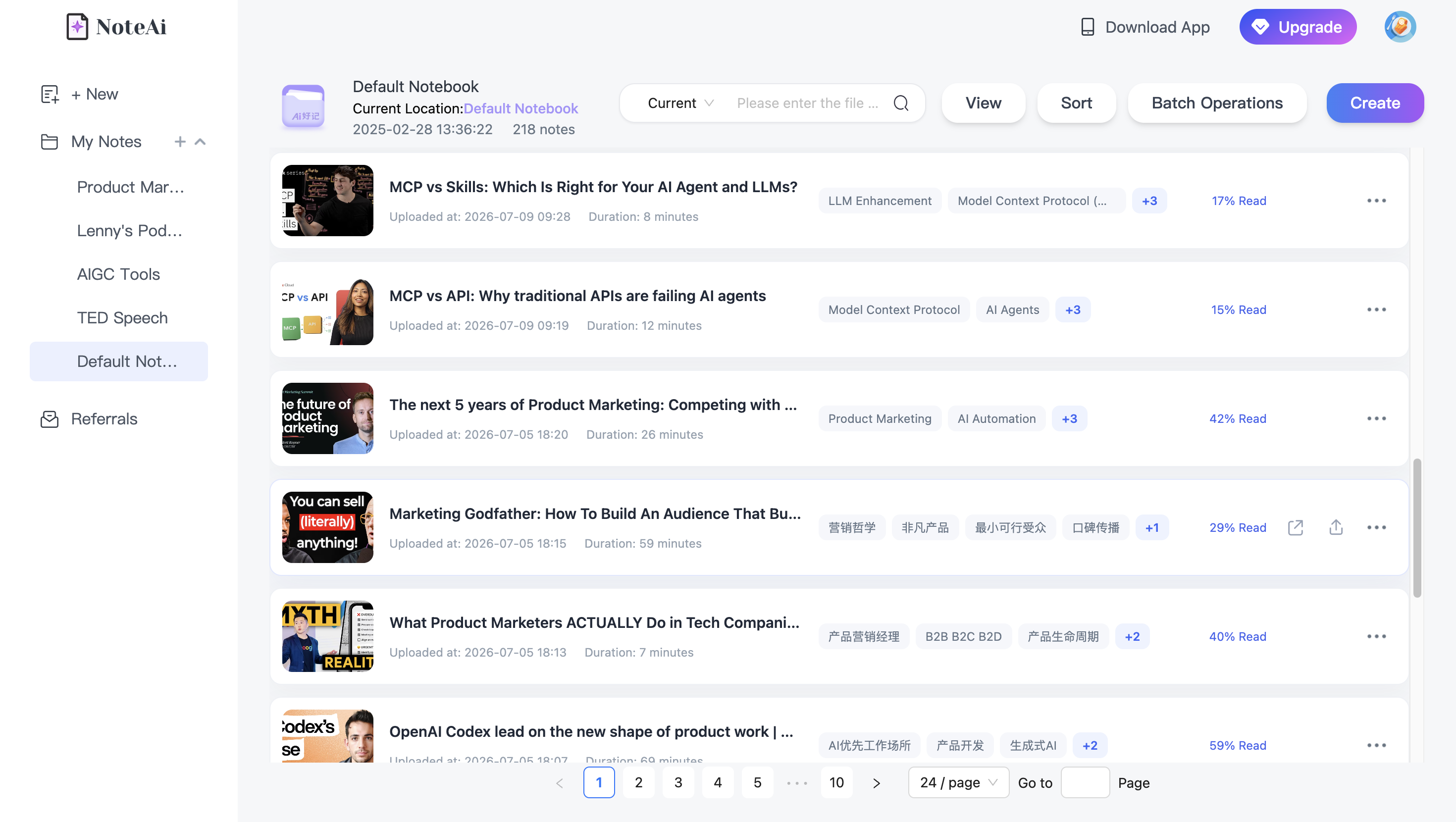 Building a searchable knowledge collection from meeting recordings, transcripts, and AI notes with NoteAi